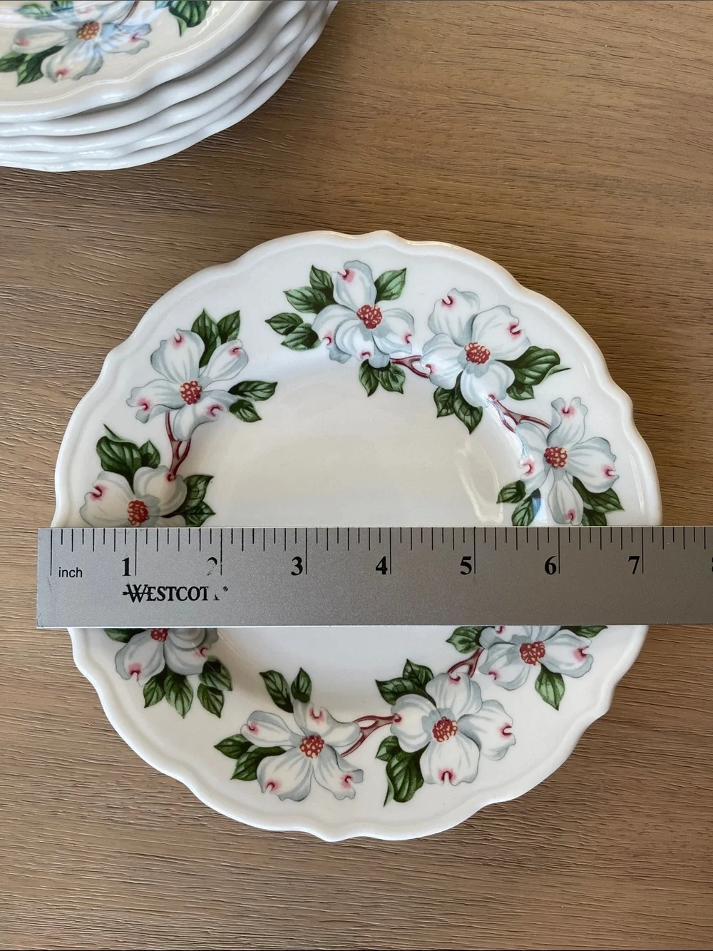 Syracuse China Restaurant Ware Dogwood Pattern Set of 7 Salad Plates USA 7.5”